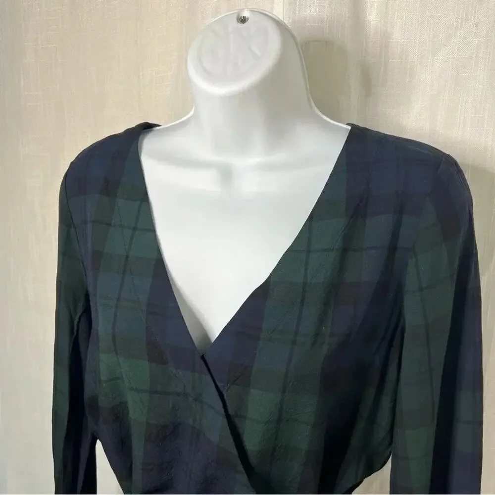 J. Crew Mercantile Plaid Wrap Blouse